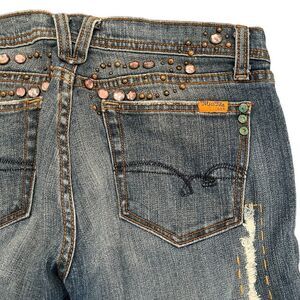 Miss Me Jeans JP4232 Cancun Blue Pink Crystal Brass Studs Distressed Women's 28